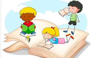 dessin d'enfants qui lisent