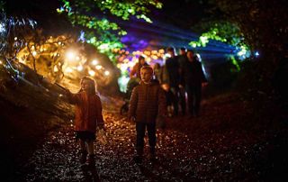 enfants qui font une balade nocturne