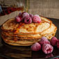 crêpes aux sirop d'érable et framboises