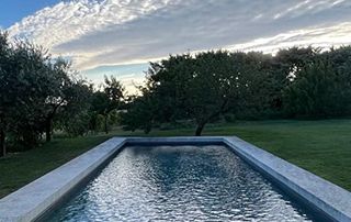 piscine creusée extérieure dans jardin